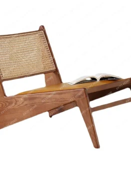 Ротанговый стул из массива дерева С бесшумной спинкой от ветра, Одноместный диван, кресло для гостиной, кресло для балкона, кресло-Чандигар