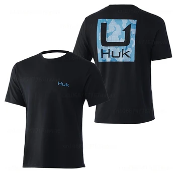 Рубашки для рыбалки HUK Performance, мужские летние майки для рыбалки, уличные топы для рыбалки с защитой от ультрафиолета, Дышащая одежда для рыбалки с коротким рукавом.