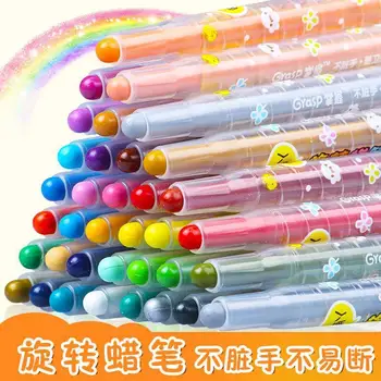Ручка для рисования маслом для детей, начинающих ходить в школу, Вращающийся карандаш для детского сада, Набор цветных ручек для рисования, который можно стирать,