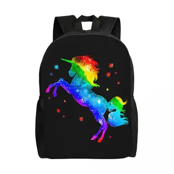 Рюкзак Space Rainbow Unicorn Stars для женщин и мужчин, Водонепроницаемая школьная сумка в стиле Galaxy для колледжа, сумка для книг с принтом