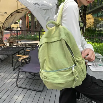 Рюкзак для девочек, женский рюкзак в корейском стиле, легкий ретро-рюкзак, студенческая сумка, женский Однотонный Зеленый