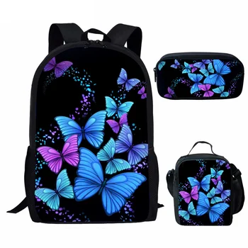Рюкзак с бабочкой для школьников, сумки для книг для девочек, 3 шт./компл., Женский дорожный рюкзак, детские школьные сумки