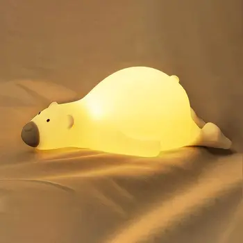 Светодиодный ночник с медведем-щенком, USB Перезаряжаемая ночная лампа, Мультяшная силиконовая лампа для детей, украшение детской спальни, подарок на день рождения