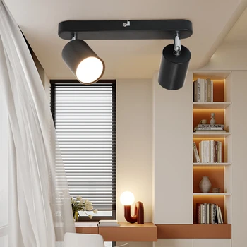 Светодиодный прожектор с двумя головками для поверхностного монтажа, современный светильник с регулируемым углом наклона, белый / черный / Хромированный корпус для гостиной Спальни