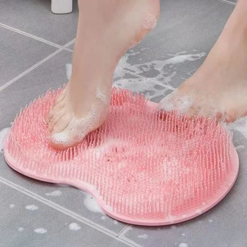 Силиконовый массажный коврик для душа, Нескользящая подушечка для мытья ног, Отшелушивающая щеточка для ванной с присоской, Массажная подушечка для щетки для ванны