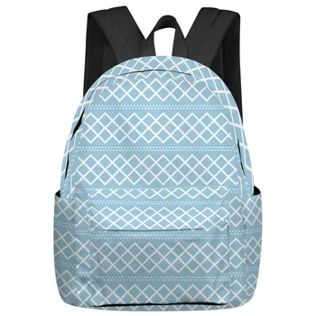 Синяя геометрическая текстура, Дорожные рюкзаки большой емкости с несколькими карманами, школьная сумка для подростков, женские сумки для ноутбуков, рюкзак