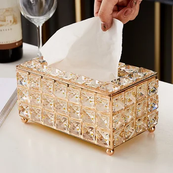 Скандинавская коробка для салфеток с бриллиантами, Домашняя коробка для хранения, Европейский Металлический Держатель для салфеток, Уникальный Декор для спальни, кухни, гостиной, Украшения дома