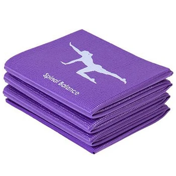 Складной коврик для йоги из ПВХ, коврик для упражнений, утолщенный Нескользящий Складной коврик для фитнеса, принадлежности для пилатеса, напольный игровой коврик, фиолетовый прочный