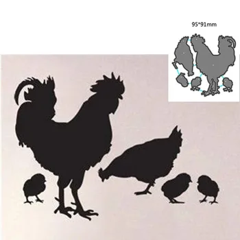 Скрапбукинг своими руками Петух-курица с цыпленком, тиснение металлическим ножом из углеродистой стали, высекающий штамп