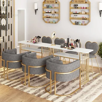 Современные маникюрные столы Мебель для салона красоты Профессиональный маникюрный стол Nordic Salon Двойной маникюрный стол и стул Set Z