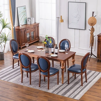 Современные обеденные столы из массива дерева, Европейский Ретро-стол, Западный ресторанный стол, Сочетание обеденного стола и стула в маленькой квартире