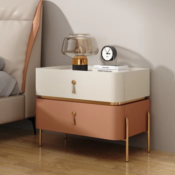 Современный деревянный ночной столик с металлическими ножками, уникальные роскошные минималистичные прикроватные тумбочки, столики для хранения в спальне, Домашняя мебель De Nuit