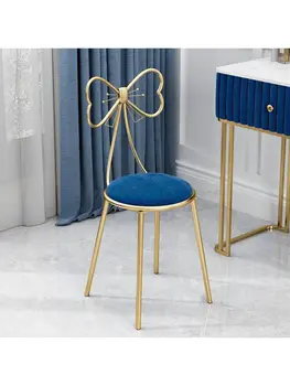 Современный минималистичный стул для макияжа в спальне принцессы для девочек, комод, табурет для маникюра, спинка из скандинавской сетки, красный стул