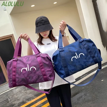 Спортивная сумка AL0lulu с логотипом, сумка для йоги, женская сумка через плечо, водонепроницаемая сумка для багажа большой емкости
