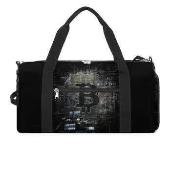 Спортивная сумка Bitcoin Crypto Art, спортивные сумки виртуальной валюты выходного дня, сумка для тренировок большой емкости, красочная сумка для фитнеса