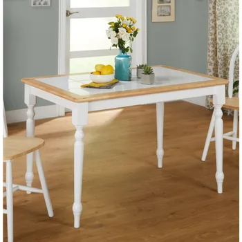 Столешница из плитки Tara, белый / натуральный обеденный стол, обеденный стол в комплекте