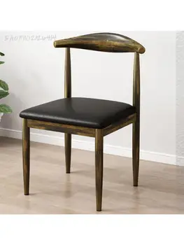 Стул обеденный стол стул домашний обеденный табурет ретро простой табурет с роговой спинкой стул ins study новый китайский обеденный стул