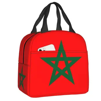 Сумка для ланча с флагом Марокко Для мужчин и женщин, Марокканский патриотический холодильник, Термоизолированный ланч-бокс для детей, сумки для еды для школьников