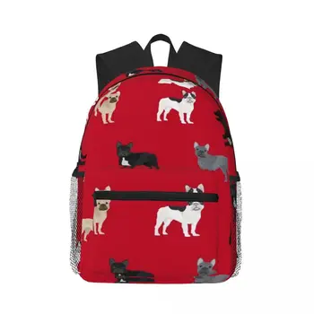 Тканевый рюкзак French Bulldog, студенческие рюкзаки большой вместимости, школьная сумка для книг, водонепроницаемая дорожная рабочая сумка