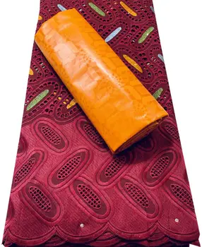 Ткань Guinea Bazin Rihce Brode Со 100% Хлопчатобумажной Швейцарской Кружевной Тканью Femme Robe Ткань Bazin Riche Brode 2,5 + 2,5 Ярда/Комплект SKM111