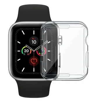 Тонкий Полный чехол для Apple Watch Серии 8 7 6 5 4 3 SE Силиконовый чехол для iWatch 38 40 41 42 44 45 49 мм Прозрачная Защитная пленка из ТПУ