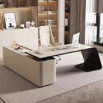 Угловой стол для руководителя, органайзер для приема Гостей, Современный роскошный офисный стол, компьютер, Эстетичный интерьер офиса, роскошная мебель