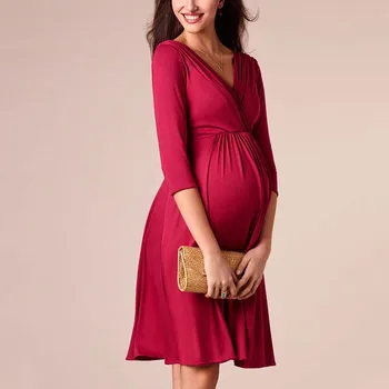Удобное платье для беременных и кормящих женщин с завышенной талией, идеально подходящее для вечернего выхода