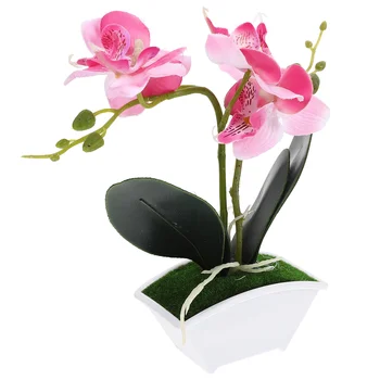 Украшение стола, Весенние украшения из искусственных орхидей, горшки, имитация пластика, поддельные мини-орхидеи Бонсай, искусственные растения