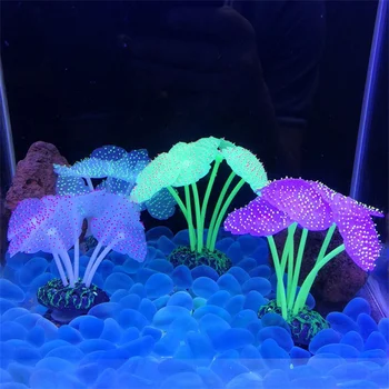 Украшения для имитации аквариума оптом, люминесцентный силикон, подводный мир, флуоресцентный искусственный коралл, цвет ландшафтного дизайна аквариума