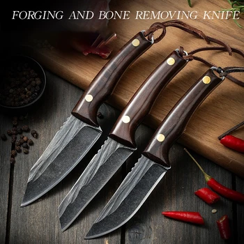 Уличный портативный нож с рисунком ковочного молотка для кемпинга, нож для резки мяса и барбекю, мойка камней, Походный гриль для мяса вручную, Бо
