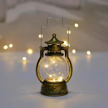 Уличный светильник, светодиодный ночник на батарейках, Рождественский светильник с ручкой, домашнее подвесное пластиковое украшение для сада в стиле ретро, походный фонарь