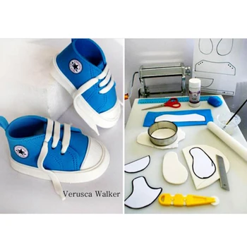 Форма для детской обуви 3D, Пластиковая форма для мыла, помадки для торта, Инструменты для украшения торта в форме кроссовок, форма для выпечки на кухне