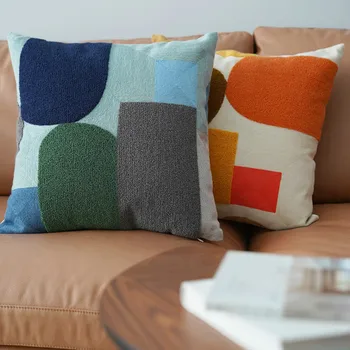 Французская подушка, наволочка с вышивкой, хлопковая декоративная наволочка для дивана, геометрическое украшение для дома в современной гостиной