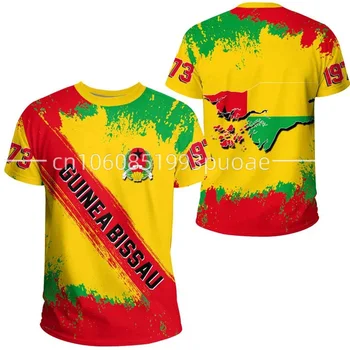 Футболка с Национальным флагом Гвинеи-Бисау 2023, Повседневная Модная Уличная футболка Оверсайз С круглым вырезом, Мужская и женская футболка