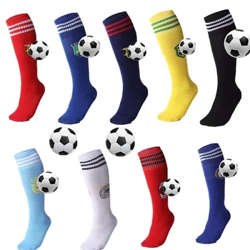 Футбольные носки для взрослых и детей, длинные европейские носки до колен, Дышащие нескользящие футбольные носки для занятий бегом