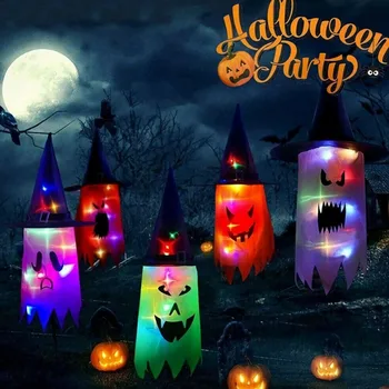 Хэллоуин СВЕТОДИОДНЫЕ большие наружные фонари, подвесные украшения для вечеринки с привидениями на Хэллоуин, светящиеся призрачные огни, реквизит ужасов для домашнего декора бара