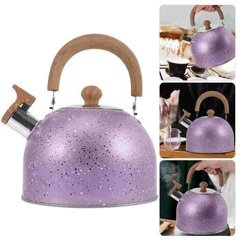 Чайник из нержавеющей стали для нагрева кипятка Металлический Звучащий чайник Удобная Фиолетовая марка