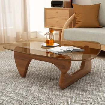 Чайный столик из закаленного стекла в скандинавском стиле, Дизайнерский столик из массива дерева, Современный Приставной столик для спальни, Уникальный стол для кабинета, мебель для прихожей