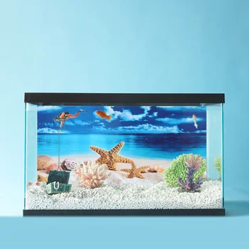 Черная аппликация на фоне аквариума, декоративная наклейка, настенная роспись на фоне аквариума (красочная)