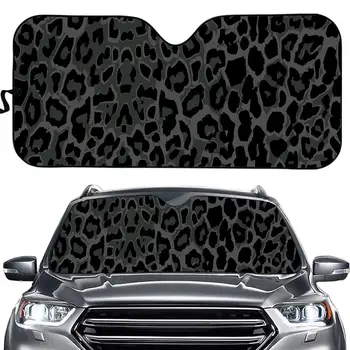 Черный леопардовый автомобиль зонт ветровое стекло отражатель тепла защитить внутренние складной солнцезащитный козырек защищает от УФ универсальные аксессуары