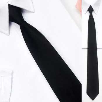 Черный простой галстук-клипса для безопасности, галстук швейцара, стюарда, матовый похоронный галстук для мужчин, женщин, студентов
