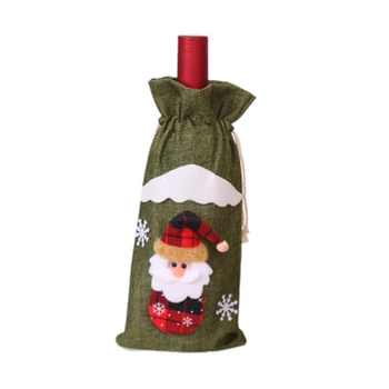Чехлы для рождественских винных бутылок Тканевый чехол для праздничных винных бутылок для украшений рождественской вечеринки