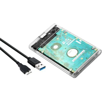 Чехол для жесткого диска Прозрачный 2,5-дюймовый корпус жесткого диска с интерфейсом SATA на USB 3,0 Type-C 3,1 Коробка для защиты мобильного внешнего накопителя