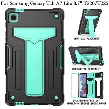 Чехол для планшета Samsung Galaxy Tab A 7 A7 Lite A7lite 8.7 T220 T225 Case Coque Fundas Противоударная Подставка PC TPU Силиконовая Оболочка