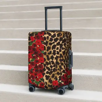 Чехол для чемодана с цветочным леопардовым принтом в стиле ретро с принтом Роз, защита для круизной поездки, полезный чехол для багажа для отдыха