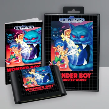 Чудо-мальчик в мире монстров 16-битная игровая карта с коробкой инструкций для картриджа игровой консоли Sega Megadrive