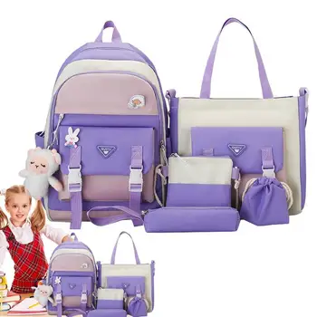 Школьный рюкзак для девочек, набор рюкзаков для девочек, сумка для книг среднего класса, сумка для карандашей, сумка-тоут, Кавайный рюкзак С милой
