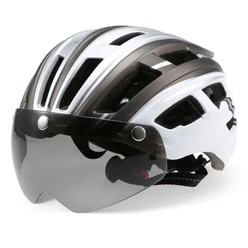 Шлем для горного велосипеда, Мотоциклетный шлем с задней подсветкой, Съемный магнитный козырек, защита от ультрафиолета для мужчин и женщин