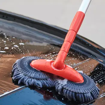 Щетка для мытья автомобиля Щетка для чистки швабры для мытья автомобиля с телескопической ручкой Регулируемая вращающаяся суперпоглощающая щетка для мытья автомобиля