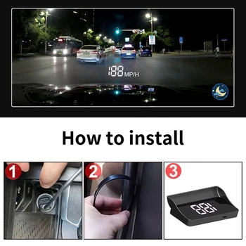 Электронный головной дисплей Светодиодный дисплей Автомобильный цифровой HUD Подключи и играй проектор скорости на лобовом стекле GPS спидометр для автомобиля Авто